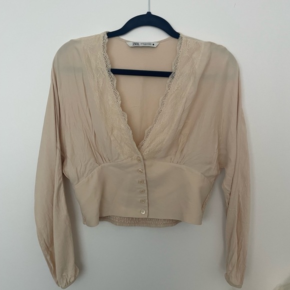 ZARA blouse. Beige. XS - Picture 1 of 3